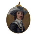 λ Flemish School 17th Century Portrait miniature of a gentleman, head and shoulders,
