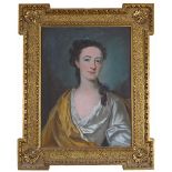 English School 18th Century Portrait of a lady, a Bath Beauty Pastel, in a carved William Kent style