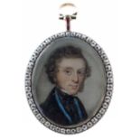 λ Irish School c.1790 Portrait miniature of a gentleman, bust length, wearing a dark coat