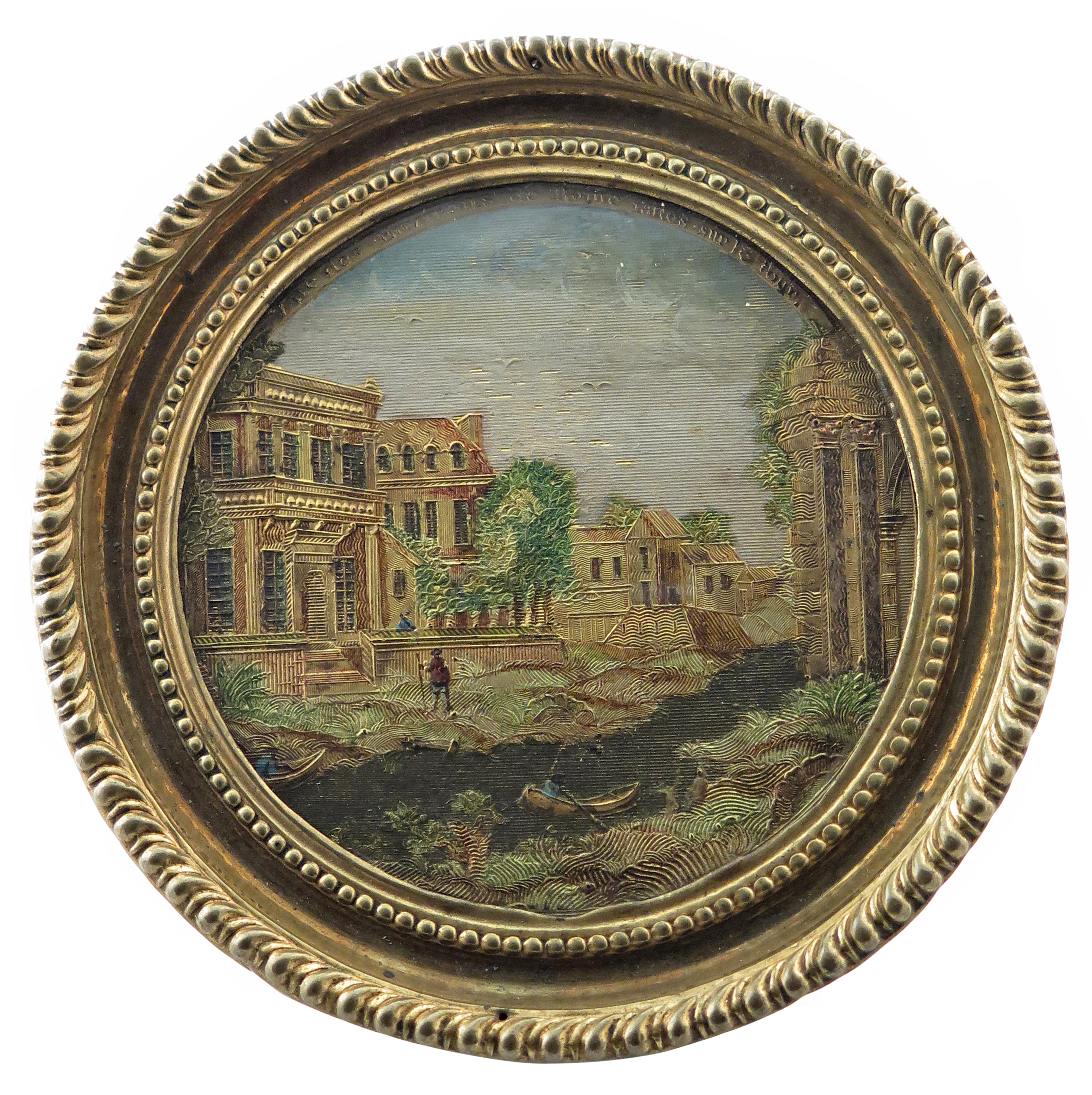 Italian School 18th Century Vue des environs de Rome faites sur le tour Gilded and painted guilloche