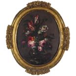 Continental School 18th Century Still lifes of flowers in a vase A pair, both oil on canvas laid