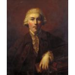 Manner of Sir Joshua Reynolds Portrait of a gentleman scholar, seated with books Oil on canvas in