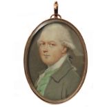 λ John Smart (1741-1811) Portrait miniature of Baron Crewe, head and shoulders, wearing