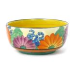 'Gay Day' a rare Clarice Cliff miniature bowl, painted in colours, the interior banded yellow, black