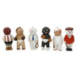 A set of six bisque porcelain sporting figures designed by John Hassall, comprising footballer,