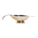 A Christofle Gallia electroplated Swan sauce boat and ladle designed by Christian Fjerdingstad,