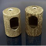 A Braun silver gilt table lighter designed by Stuart Devlin, drum form with pierced and textured
