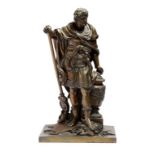 After Sébastien Slodtz (French 1655-1726). A bronze figure of Hannibal, standing on war trophies,