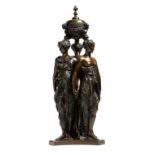 After Germain Pilon (French 1525-1590). A late 19th century bronze figural group of the Three