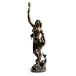 Charles Romain Capellaro (Italian 1826-1899). A late 19th century bronze figure of Amphitrite,