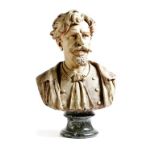 Maximilien H. Hiolle (French 1843-1930). A patinated terracotta portrait bust of a man, signed and