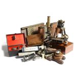 A collection of apothecary related items, including mahogany and brass pill makers, one by 'S. MOORE