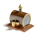 A late Victorian copper and brass Isobath constant-level inkwell by Thomas De La Rue, the patent for
