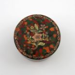 λA late 18th/early 19th century 'scagliola' snuff box, circular form, the pull-off cover inlaid with