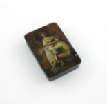 An early 19th century German lacquer snuff box, by Stobwasser, numbered 151, rectangular form, the