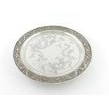 A Chinese silver salver, by Hung Chong, Canton and Shanghai, circa 1900, circular form, the centre