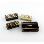λA small collection of four 19th century snuff boxes, comprising: a tortoiseshell one, of