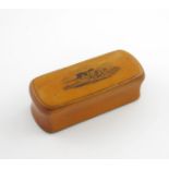 A 19th century Mauchline Ware sycamore and pen work snuff box, by P. Crichton, Cumnock, of