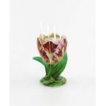 A 19th century French porcelain toothpick holder, modelled as a tulip, the inside of the flower
