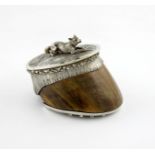 A Victorian silver-mounted hoof table snuff box, by Charles Rawlings and William Summers, London