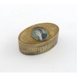 λA late 18th century French silver-gilt portrait snuff box, maker's mark G.M, Paris 1775, oval form,