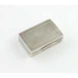 A silver snuff box, by George Unite, Birmingham 1924, rectangular form, engine-turned decoration,