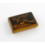 A 19th century Mauchline Ware sycamore and pen work snuff box, by Smith, Mauchline, rectangular