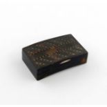 λA 19th century French silver-mounted tortoiseshell snuff box, maker's mark E.N in a lozenge, shaped