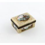 A Continental porcelain rectangular snuff box, late 19th century, decorated in the Meissen manner,