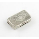 A 19th century French silver snuff box, circa 1870, rectangular form, the cover with engine-turned