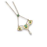 An Arts and Crafts gold pendant by Barnet Henry Joseph, set with four graduated turquoise