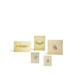 Five original jewellery designs by Cartier, gouache on tracing paper. One inscribed in pencil A