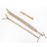 A gold propelling pencil by S. Mordan & Co, a 9ct gold twisted curb-link watch chain with swivel