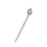 A sapphire and white enamel stickpin, the sugarloaf sapphire is millegrain-set within double