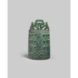 A CHINESE BRONZE BELL, ZHONG EASTERN ZHOU DYNASTY 770-256 BC Each face decorated with three rows