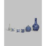 A SMALL COLLECTION OF CHINESE BLUE AND WHITE PORCELAIN MOSTLY 18TH CENTURY Comprising: a bottle vase