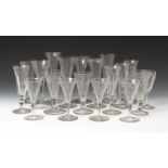 Nineteen various wine and ale glasses 18th and 19th centuries, including a drawn trumpet wine