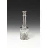 A half-size octagonal moulded serving bottle or decanter c.1740, the long tapering neck applied with