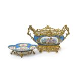 A Sèvres style ormolu-mounted jardinière 19th century, painted to one side with two putti