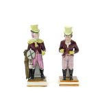 A pair of Enoch Wood pearlware theatrical figures of John Liston c.1830, in two of his most famous