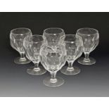 A set of six Webb glass rummers 20th century, the generous rounded bowls cut with polished petals,