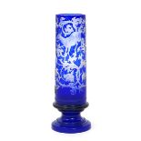 A fine Bohemian glass vase by Franz Paul Zach Munich mid 19th century, the tall cylindrical form