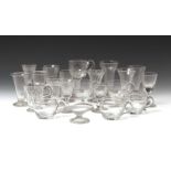 Twenty one various small glasses 18th and 19th centuries, including eight jelly glasses, six custard