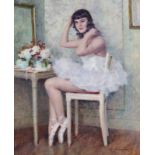 ‡ Lucien Henri Grandgérard (French, 1880-1970) Ballerina Signed, also titled on a label verso Oil on