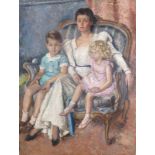 ‡ Cathleen Sabine Mann (Irish 1896-1959) Portrait of a mother and children, seated in an interior