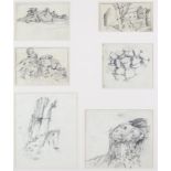 ‡ Harry Epworth Allen (1894-1958) Studies of rock formations and a moorland village Six, all pencil,