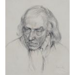 ‡ Henry Lamb RA (1883-1960) Portrait study of an elderly gentleman with long hair Signed Black and