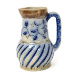 An early Martin Brothers stoneware jug by Robert Wallace Martin, dated 1876, cylindrical form,