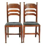 A pair of William Birch oak chairs, with turned front legs and back supports, three curved splats,