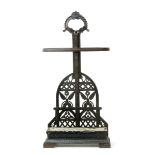 A Coalbrookdale Aesthetic Movement cast iron stickstand designed by Dr Christopher Dresser, the